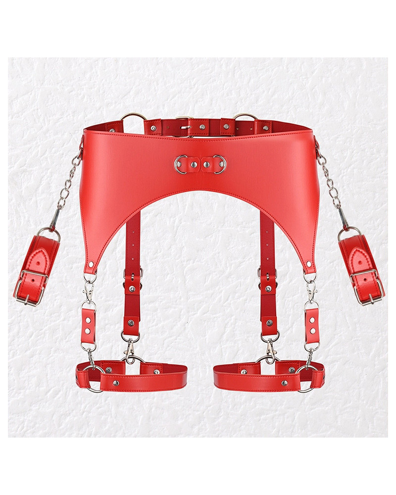 Ceinture Porte-Jarretelles et Menottes Rouge 