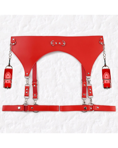 Ceinture Porte-Jarretelles et Menottes Rouge 