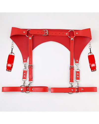 Ceinture Porte-Jarretelles et Menottes Rouge 