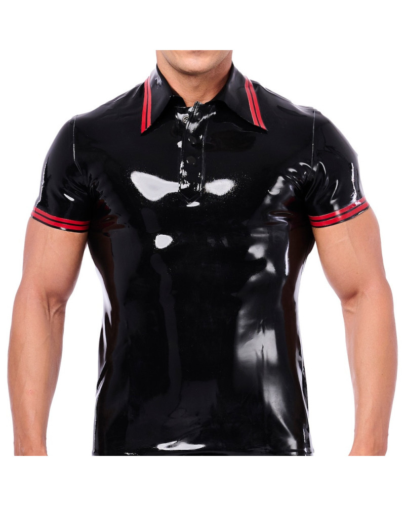 Polo en latex Xrub Noir-Rouge 