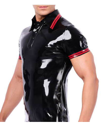Polo en latex Xrub Noir-Rouge 