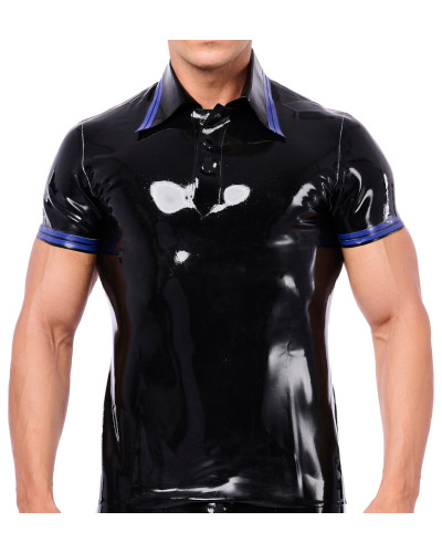 Polo en latex Xrub Noir-Bleu 