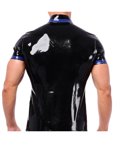 Polo en latex Xrub Noir-Bleu 