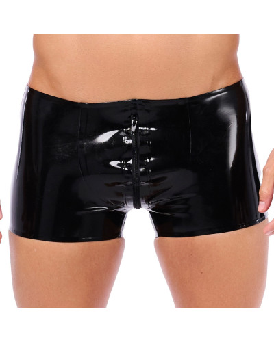 Short en latex Xrub avec Zip Avant/Arrière Noir-Rouge 