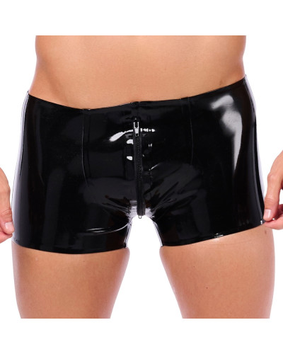 Short en latex Xrub avec zip Avant/Arrière Noir-Bleu 