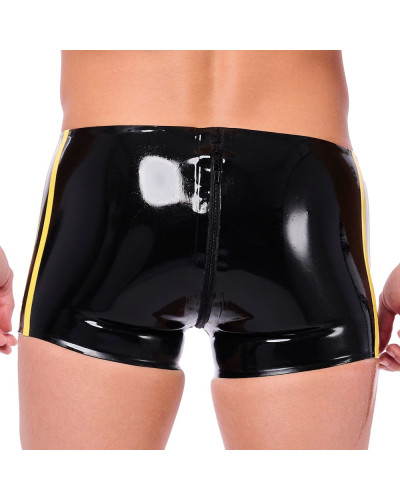 Short en latex Xrub Avec Zip Avant/Arrière Noir-Jaune 