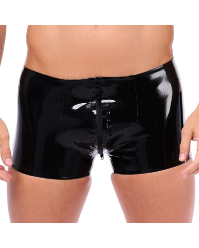 Short en latex Xrub Avec Zip Avant/Arrière Noir-Jaune 