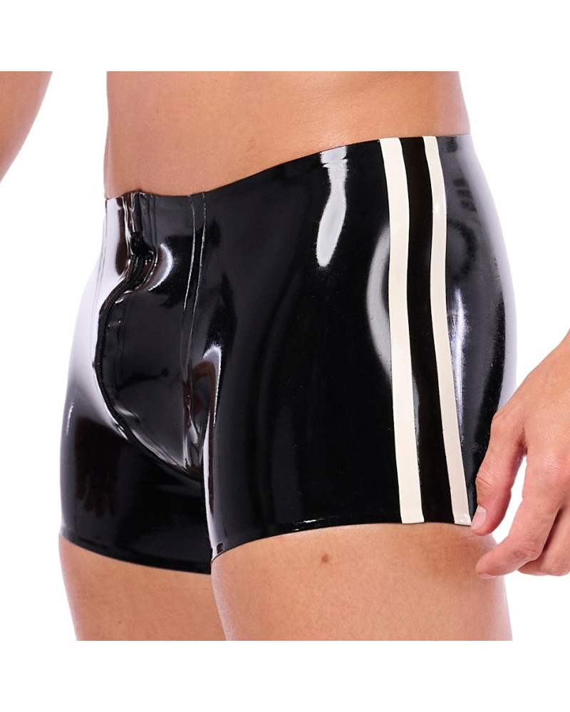 Short en latex Xrub avec Zip Avant/Arrière Noir-Blanc 
