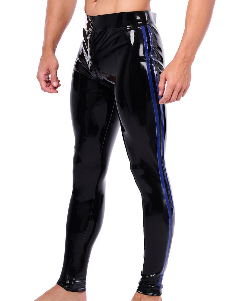 Pantalon en latex Xrub avec Zip Avant/Arrière Noir-Bleu 