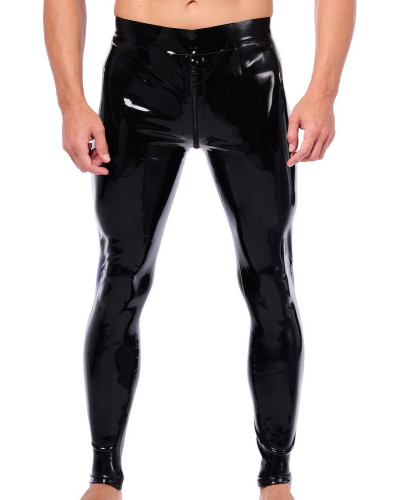 Pantalon en latex Xrub avec Zip Avant/Arrière Noir-Bleu 