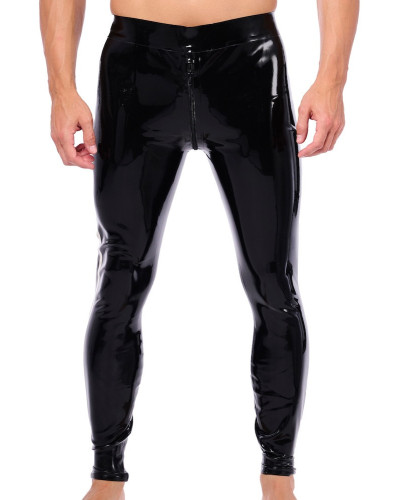 Pantalon en latex Xrub avec Zip Avant/Arrière Noir-Blanc 