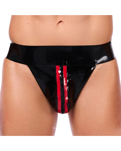 Jockstrap en latex Xrub avec Zip Noir-Rouge 