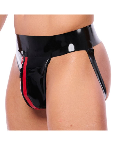 Jockstrap en latex Xrub avec Zip Noir-Rouge 