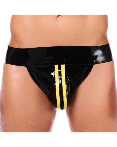 Jockstrap en latex Xrub avec Zip Noir-Jaune 