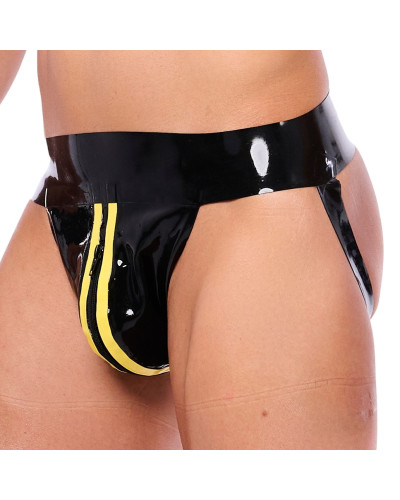 Jockstrap en latex Xrub avec Zip Noir-Jaune 