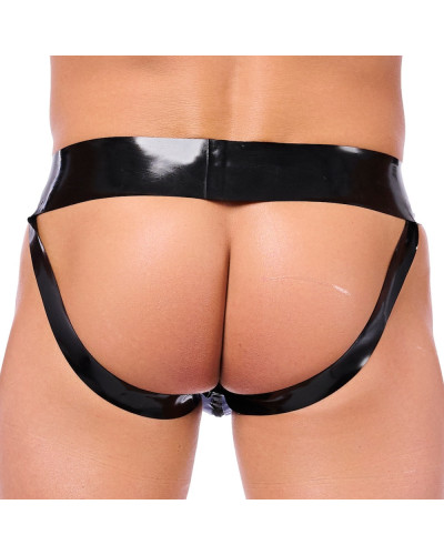 Jockstrap en latex Xrub avec Zip Noir-Blanc 