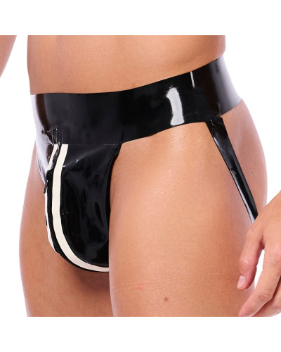 Jockstrap en latex Xrub avec Zip Noir-Blanc 