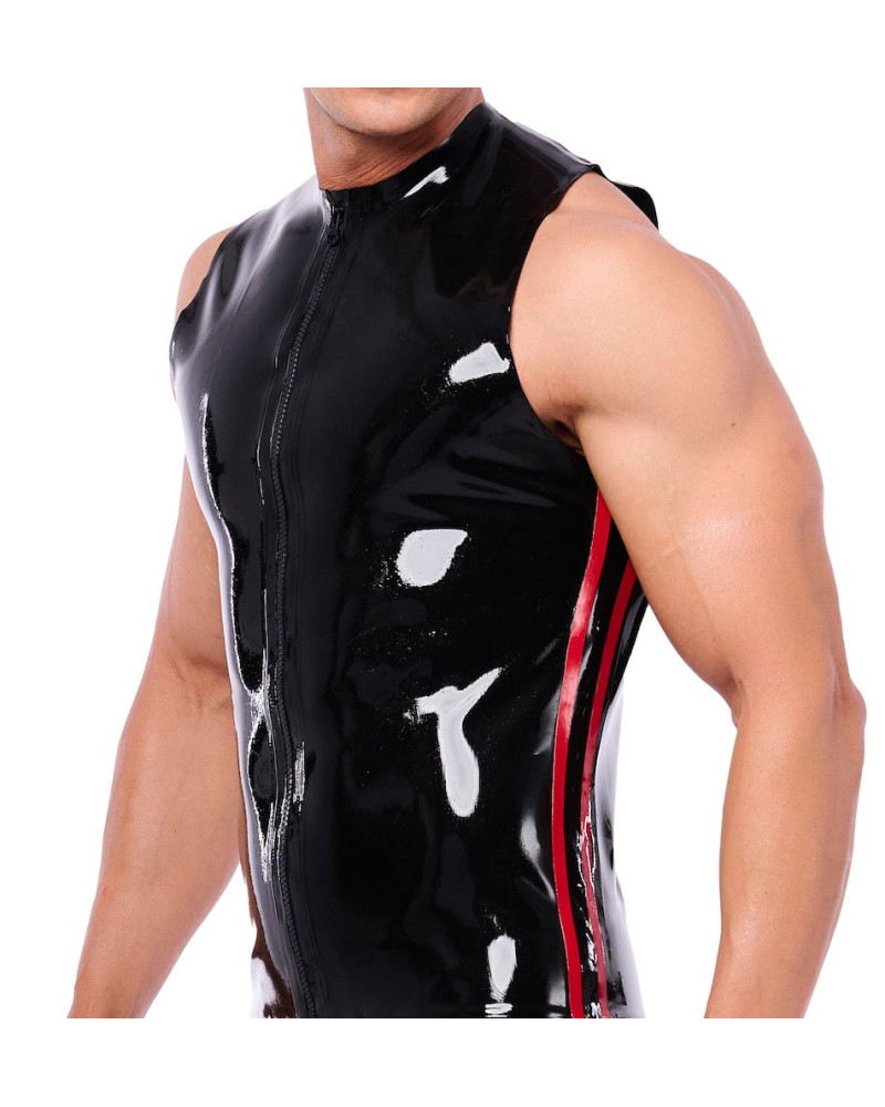 Débardeur en latex Xrub avec Zip Noir-Rouge 