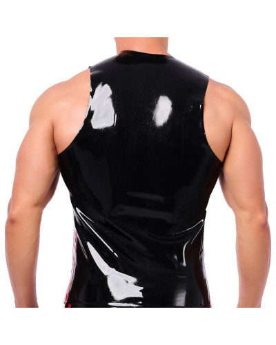 Débardeur en latex Xrub avec Zip Noir-Rouge 