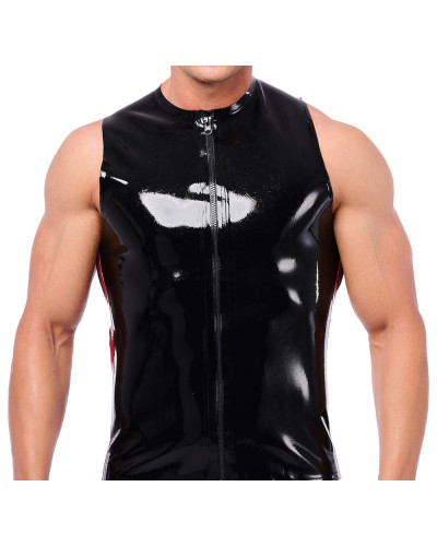 Débardeur en latex Xrub avec Zip Noir-Rouge 