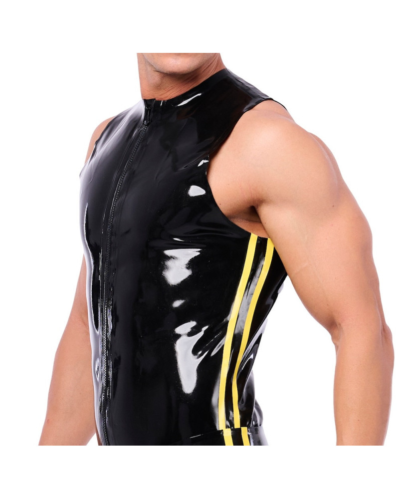 Débardeur en latex Xrub avec Zip Noir-Jaune 