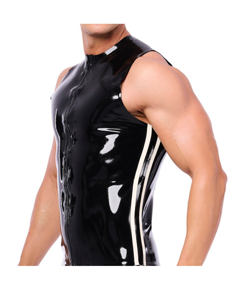 Débardeur en latex Xrub avec zip Noir-Blanc 