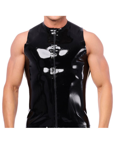 Débardeur en latex Xrub avec zip Noir-Blanc 