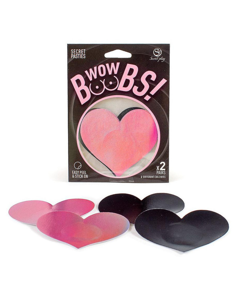 Cache-Tétons Wow boobs heart Bicolores 