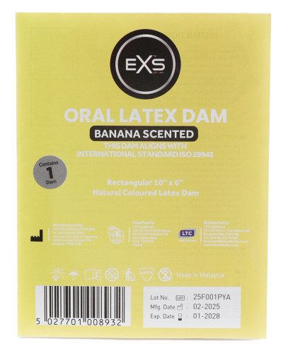 Digue orale en latex 10 x 6 cm Banane 