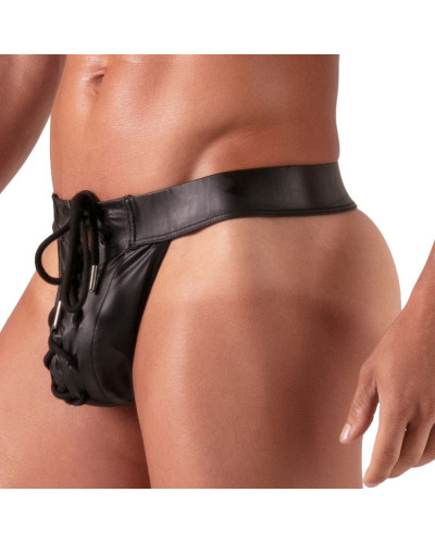 String avec lacets Bondage Noir 