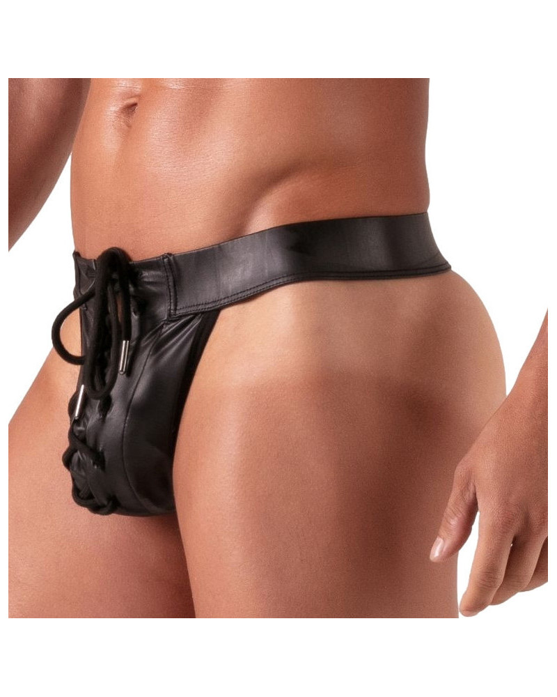 String avec lacets Bondage Noir 