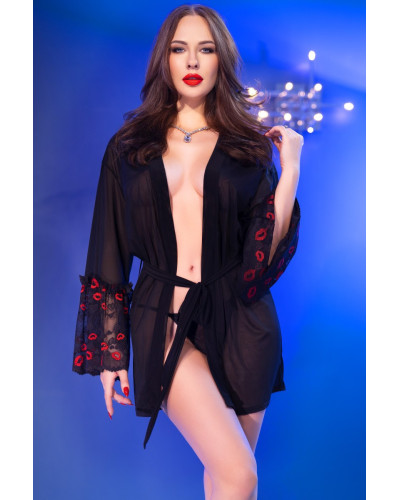 Peignoir Katrina Noir et rouge  