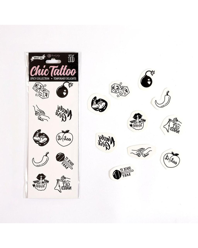 Set de 10 tatouages éphémères Spicy Collection 