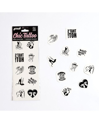 Set de 10 tatouages éphémères Kinky Collection 