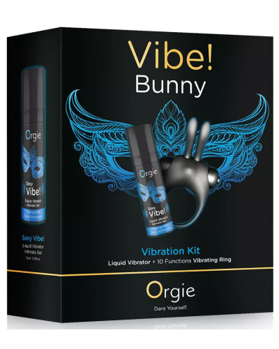 Coffret Cockring rabbit + Gel stimulant Sexy vibe! bunny 
