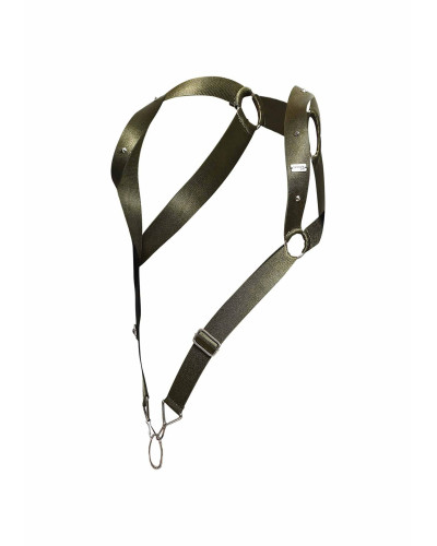 Harnais élastique et Cockring Straight Back Vert Kaki 