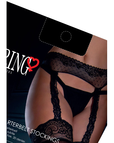 Bas avec effet porte-jarretelles Satin Touch Noirs Taille:TU Taille Unique