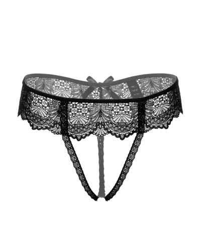 String avec bandeau dentelle Delphine Noir 