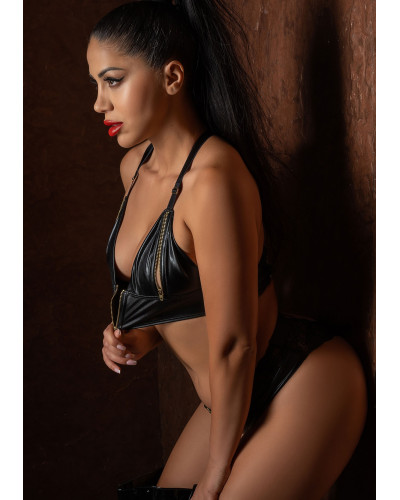Soutien-Gorge Zippé Wetlook Noir 
