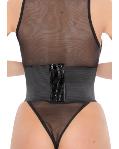 Corset À Lacets Croco Cinchery Noir 