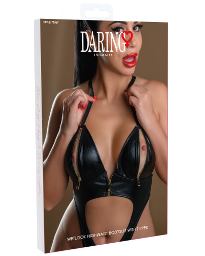 Body Taille Haute Zip et String Beyla Noir 