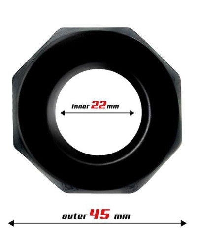 Cockring souple Polygon Noir 