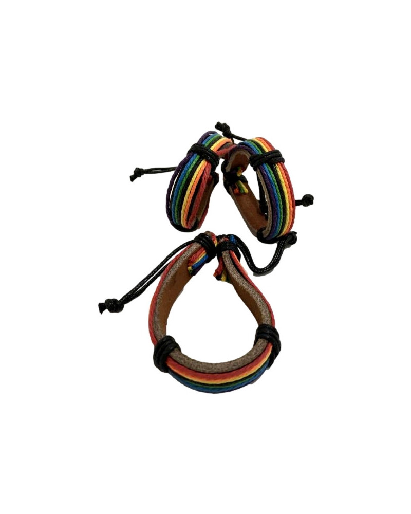 Bracelet Cuir et Fils Rainbow 