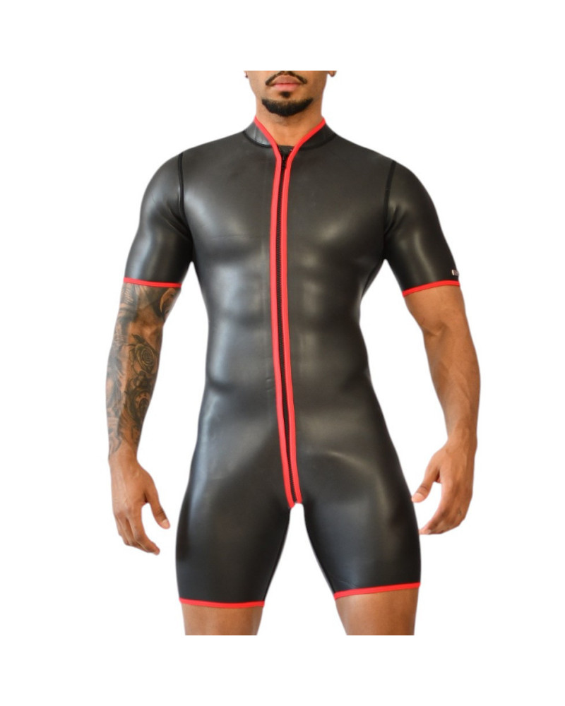 Combi-Short en néoprène Xrub Zip Avant/Arrière Noir-Rouge 