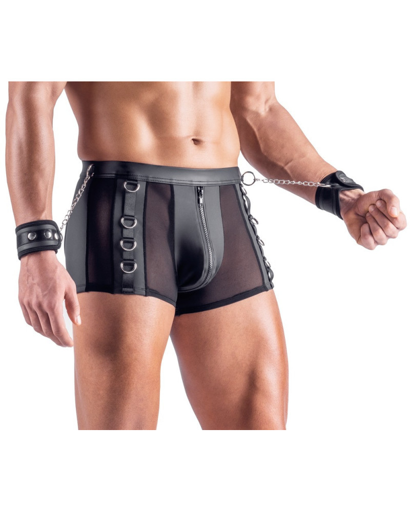 Boxer Bottomless avec Menottes Arescio Noir 