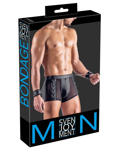 Boxer Bottomless avec Menottes Arescio Noir 