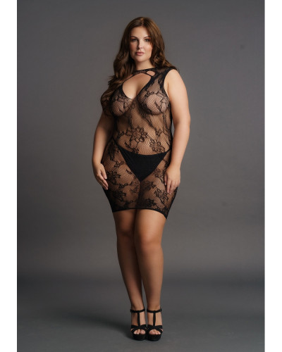 Robe sexy Grande Taille HIGH NECK Noire 