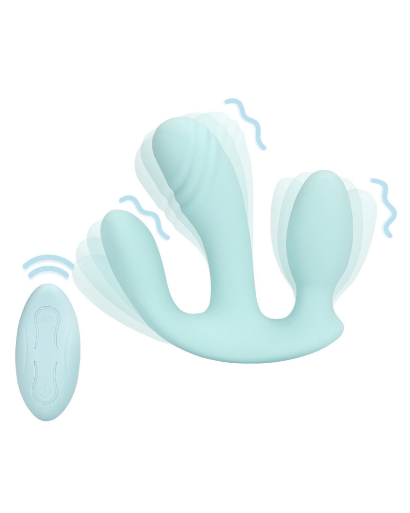 Double Plug Vibrant THREE IN ONE 10 x 3.2cm Bleu 