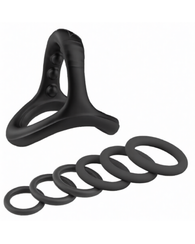 Pack 7 Cockrings Full Erect Noirs 