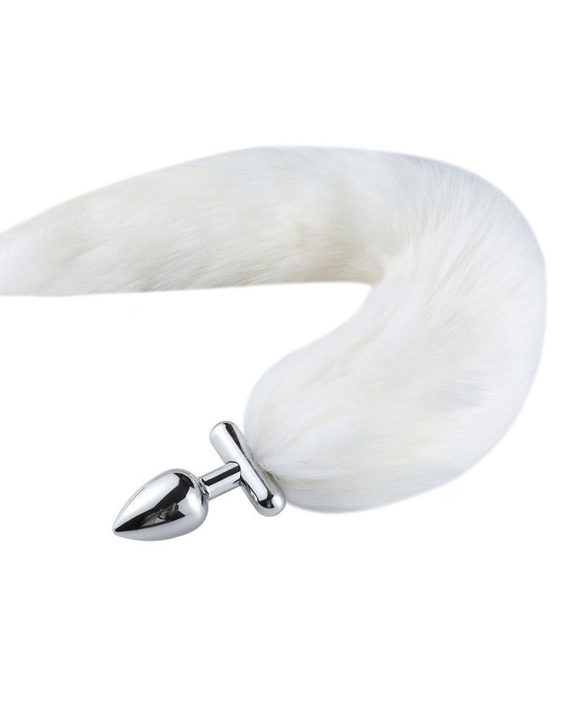 Plug queue de renard convertible bijou Foxy roxy 5.5 x 2.7cm queue 39cm blanche 